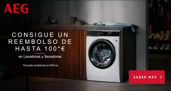 Consigue  hasta 100 euros de reembolso por la compra de tu lavadora o secadora AEG