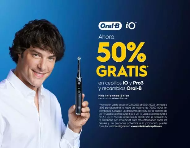Consigue un reembolso de hasta el 50% por la compra de tu Cepillo Eléctrico Oral B