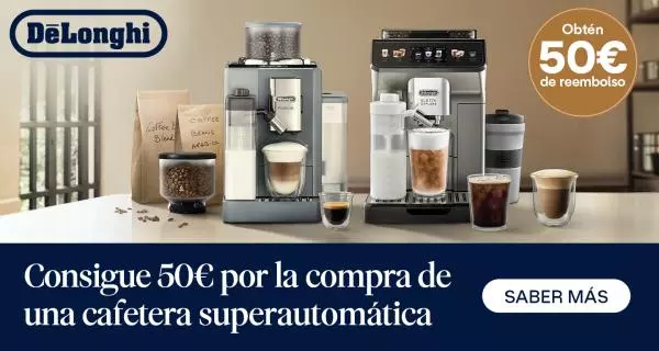 Consigue  hasta 50 euros de reembolso por la compra de una cafetera superautomática Delonghi