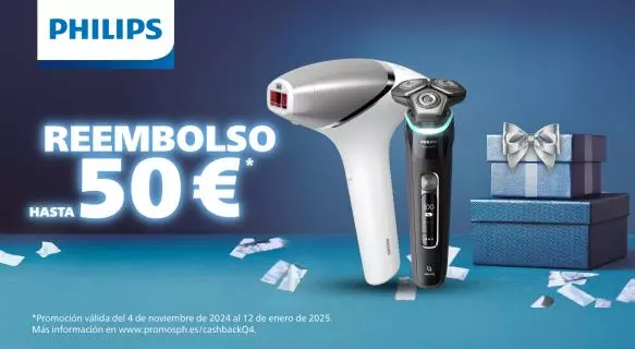 Hasta 50Euros  de reembolso en depiladoras y afeitadoras Philips
