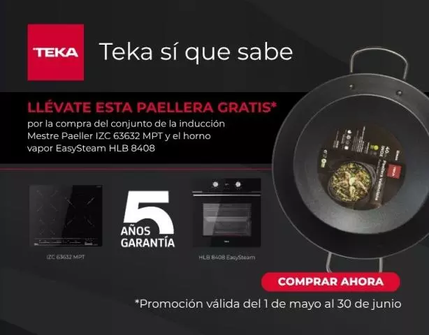 Consigue una paellera de regalo por la compra de tu conjunto de Inducción Mestre Paeller IZC 63632 MPT y el horno vapor EasySteam HLB 8408