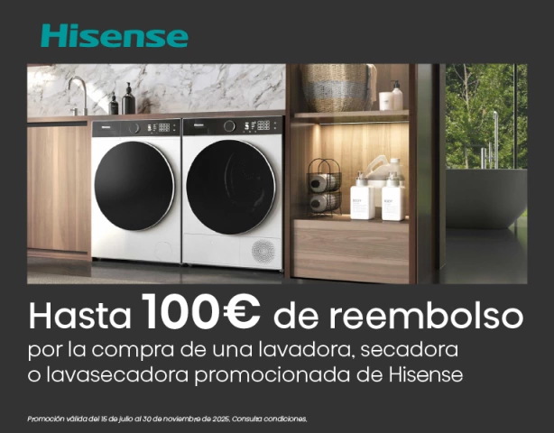 Reembolso de hasta 100€ por tu compra de lavado Hisense en Tien21