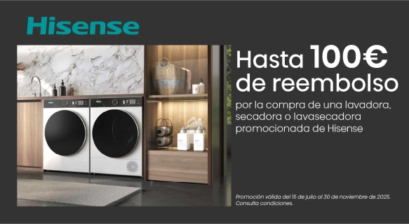 Reembolso de hasta 100€ por tu compra de lavado Hisense en Tien21