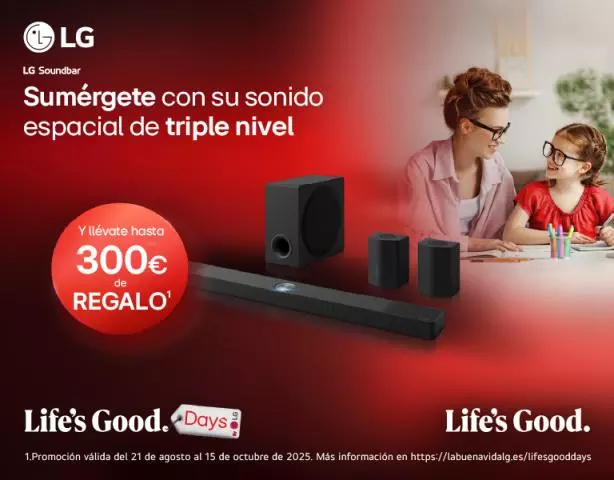 Reembolso de hasta 300€ por la compra de tu barra de sonido LG en Tien21