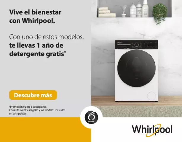 Con Whirlpool tienes 1 año de detergente gratis