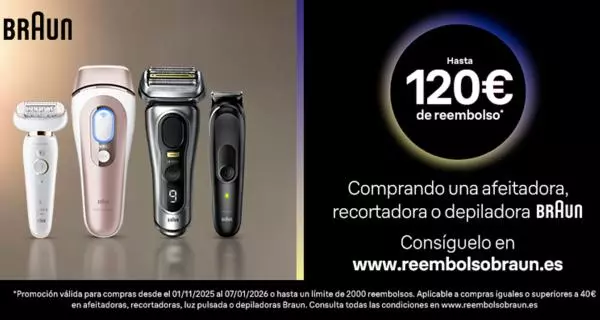 Reembolso de hasta 120€ en productos Braun estas navidades