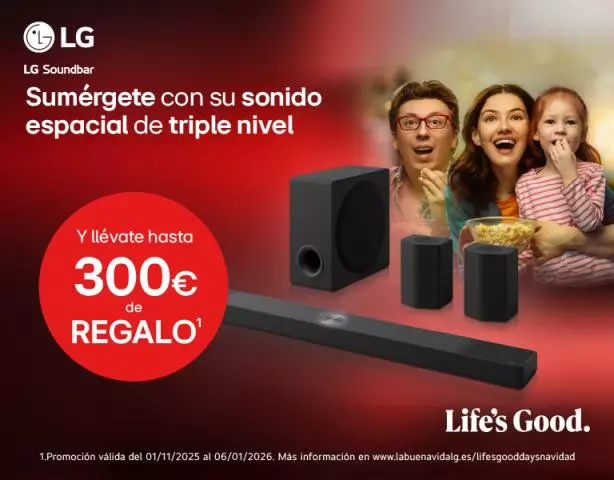 Gana hasta 300€ de regalo comprando una barra de sonido LG