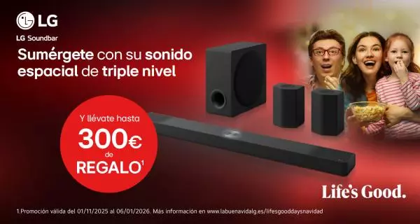 Gana hasta 300€ de regalo comprando una barra de sonido LG