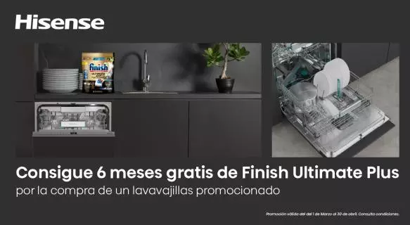 Regalo directo: 6 meses de Finish Ultimate al comprar un lavavajillas Hisense