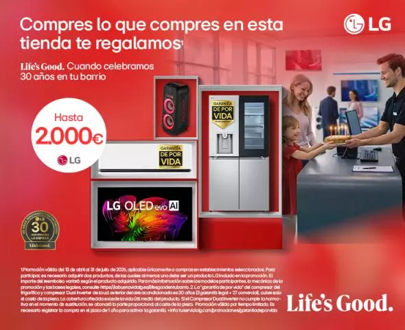 LG celebra 30 años en tu barrio regalándote hasta 2.000€ de reembolso