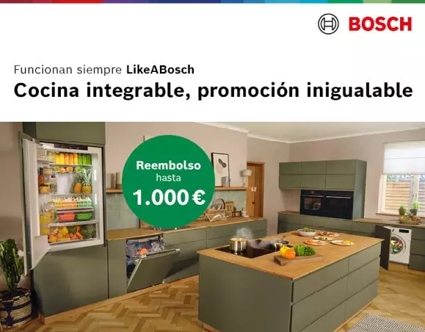 Llévate hasta 1000€ de reembolso al equipar tu cocina integrable con Bosch