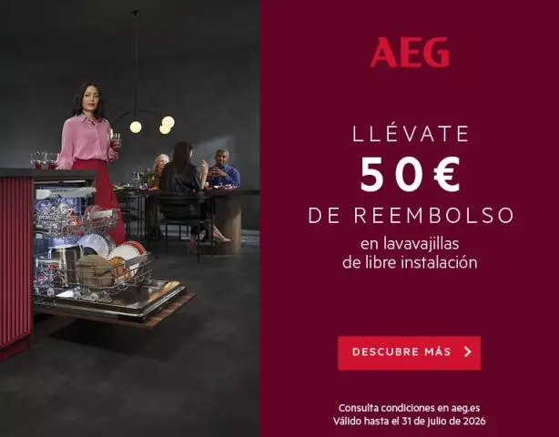 Consigue 50€ de reembolso por la compra de un lavavajillas AEG