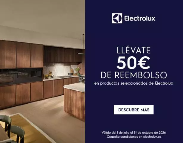 Electrolux te regala 50€ por la compra de electrodomésticos seleccionados