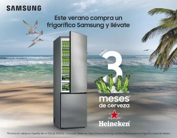 Consigue hasta 72 latas de Heineken al comprar tu frigorífico Samsung