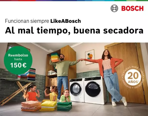 Hasta 150€ de reembolso por la compra de tu secadora Bosch
