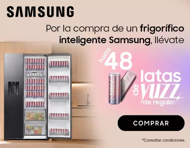 Regalo de hasta 48 latas Yuzz con tu nuevo frigorífico Samsung