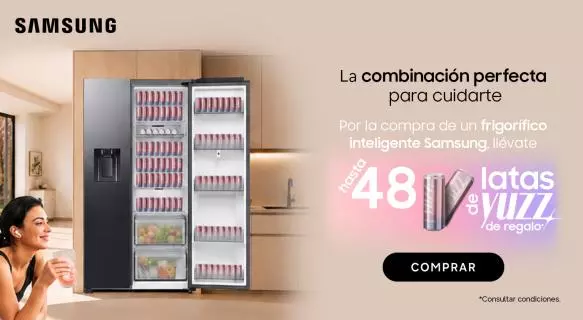Regalo de hasta 48 latas Yuzz con tu nuevo frigorífico Samsung