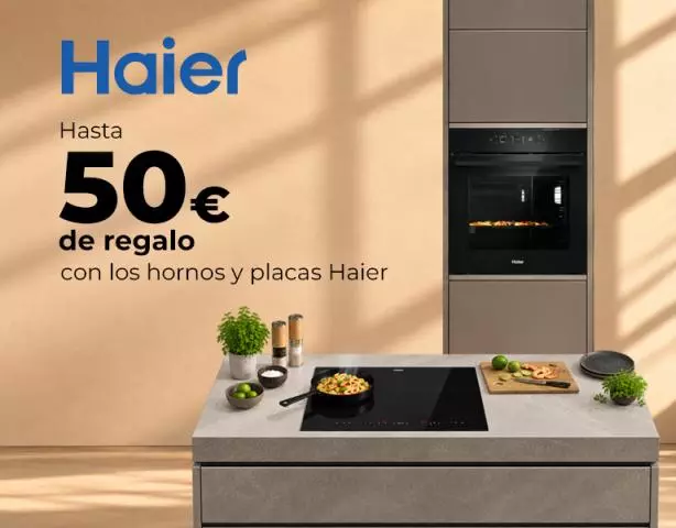 50€ de reembolso de regalo por tu nuevo horno o placa Haier