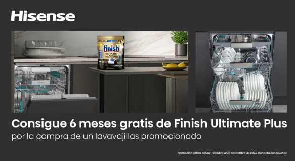 Consigue 6 meses de lavado gratis con Finish por la compra de tu lavavajillas Hisense