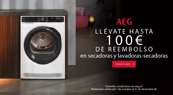 Compra una secadora o lavasecadora AEG y llévate hasta 100€ de reembolso