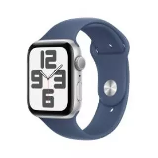 Apple Watch SE (GPS) - Caja de aluminio plata de 44 mm - Correa deportiva azul denim - Talla M/L