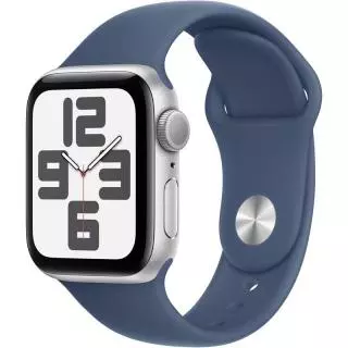 Apple Watch Se 2024 Gps 40mm Caja De Aluminio Plateado Con Correa Deportiva Azul Denim Talla M/l