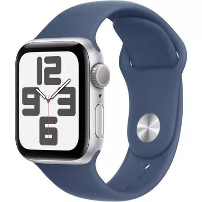 Apple Watch Se 2024 Gps 40mm Caja De Aluminio Plateado Con Correa Deportiva Azul Denim Talla M/l