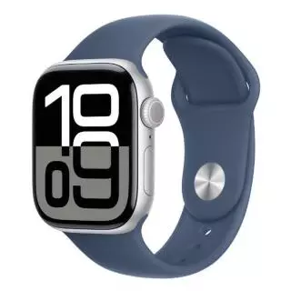 Apple Watch Series 10 (GPS + Cellular) - Caja de aluminio plata 46 mm - Correa deportiva azul denim - Talla S/M
