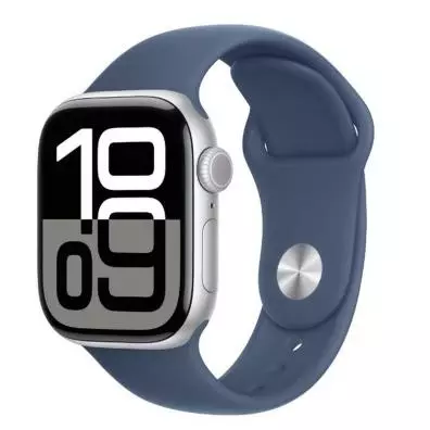Apple Watch Series 10 (GPS + Cellular) - Caja de aluminio plata 46 mm - Correa deportiva azul denim - Talla M/L