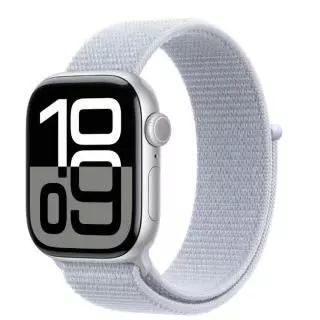 Apple Watch Series 10 (GPS + Cellular) - Caja de aluminio en plata de 46 mm - Correa Loop deportiva azul nube