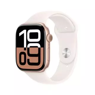 Apple Watch Series 10 (GPS + Cellular) - Caja de aluminio oro rosa 46 mm - Correa deportiva rosa rubor - Talla M/L
