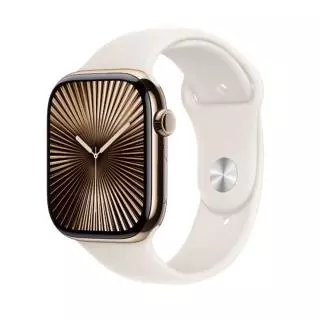 Apple MWXF3QL/A SERIES 10 (GPS + CELLULAR) - CAJA DE TITANIO ORO 42 MM - CORREA DEPORTIVA BLANCO ESTRELLA - TALLA M/L
