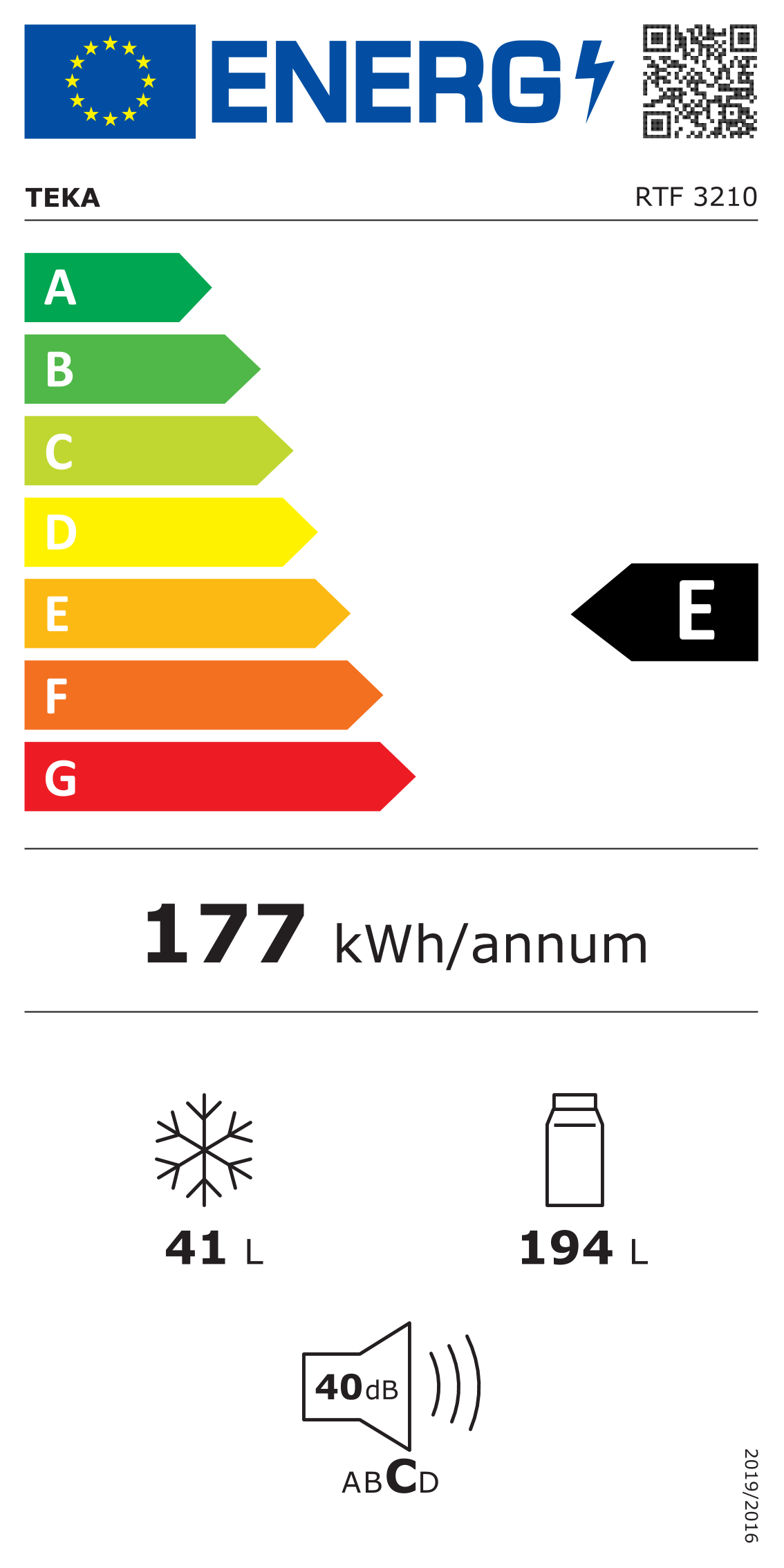 Etiqueta energética Teka RTF 3210 (clase E)