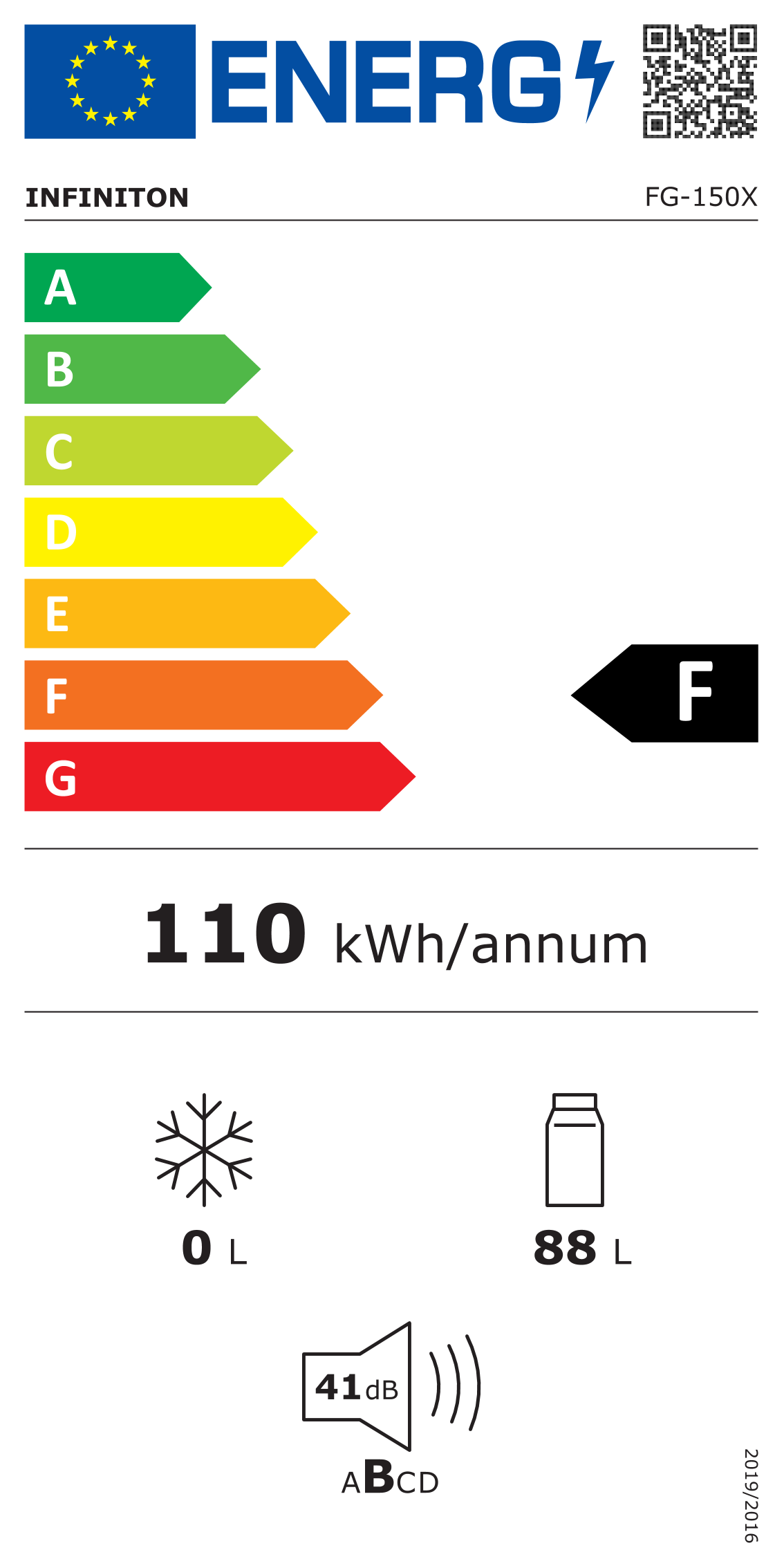 Etiqueta energética Infiniton FG239D16XEV2 (clase F)