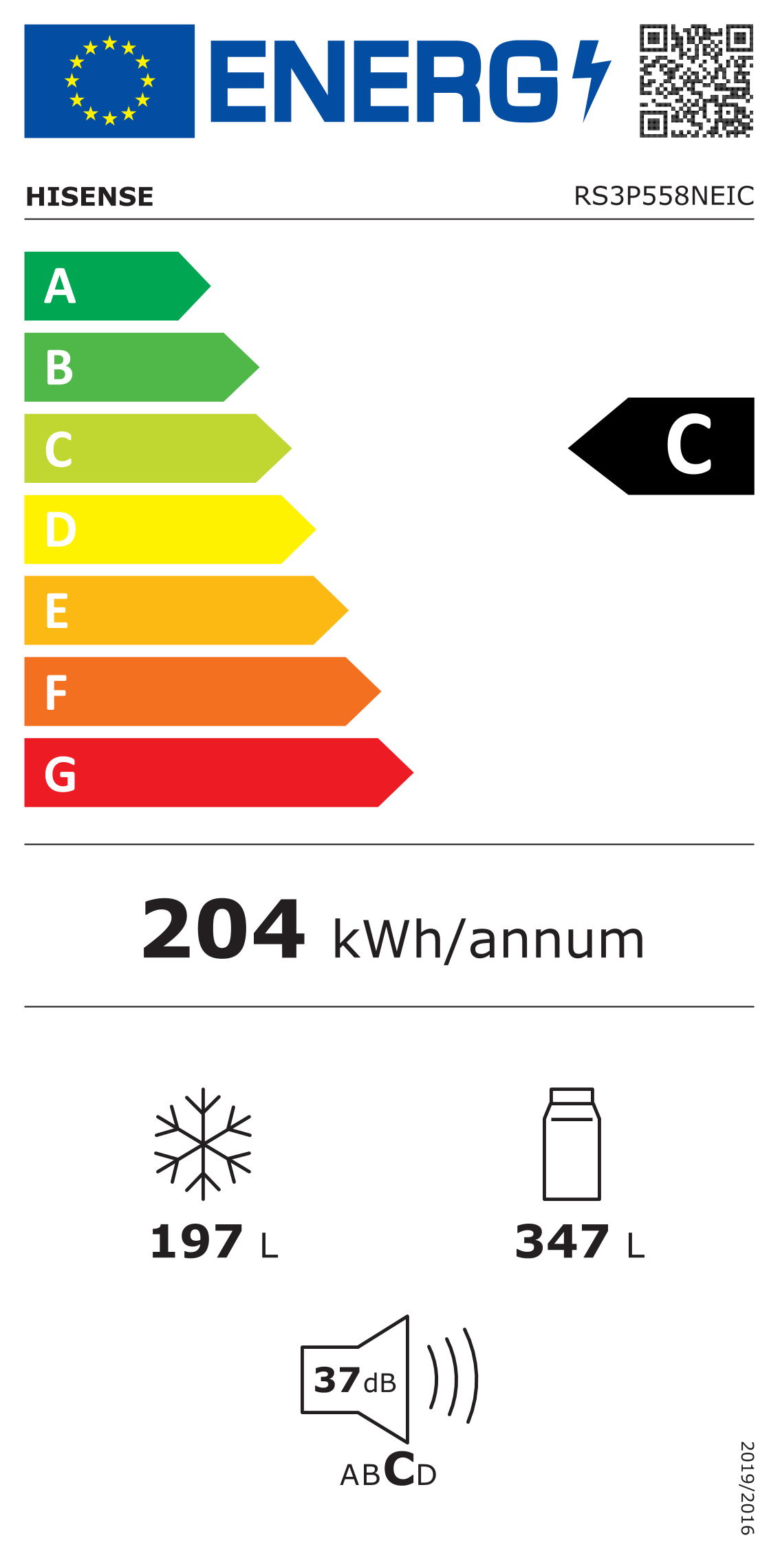Etiqueta energética Hisense RS3P558NEIC (clase C)