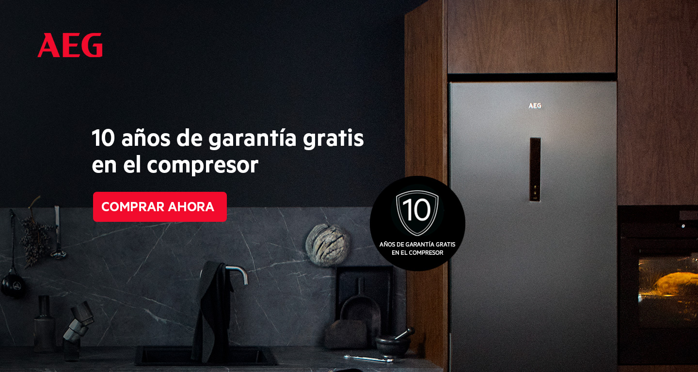 Consigue 10 años de garantía por la compra de tu Frigorífico Combi, Frigorífico 1 puerta, Congelador Vertical, Frigoríficos Side By side y Congeladores Horizontales AEG