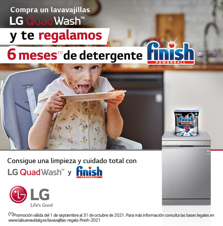 Consigue 6 meses de Finish Powerball gratis por la compra de tu lavavajillas LG