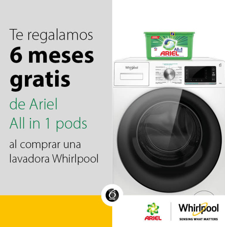 Consigue 6 meses de detergente por la compra de tu lavadora Whirlpool