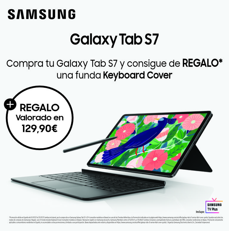 Consigue una funda teclado de regalo por la compra de tu tablet Tab S7 o S7+ Samsung