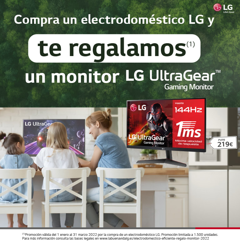 Consigue un monitor de regalo por la compra de tu electrodoméstico eficiente LG