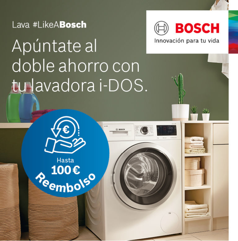 Consigue hasta 100 euros de reembolso por la compra de tu lavadora Bosch