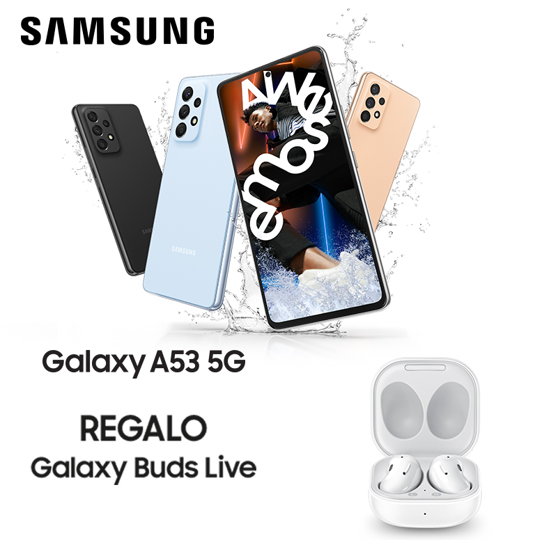 Precompra disponible  del nuevo Galaxy A53 de Samsung. De regalo te llevas unos Galaxy Buds Live 