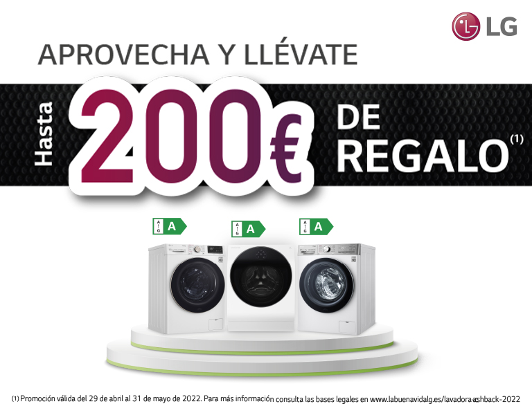 Consigue  hasta 200 euros de reembolso por la compra de tu lavadora LG