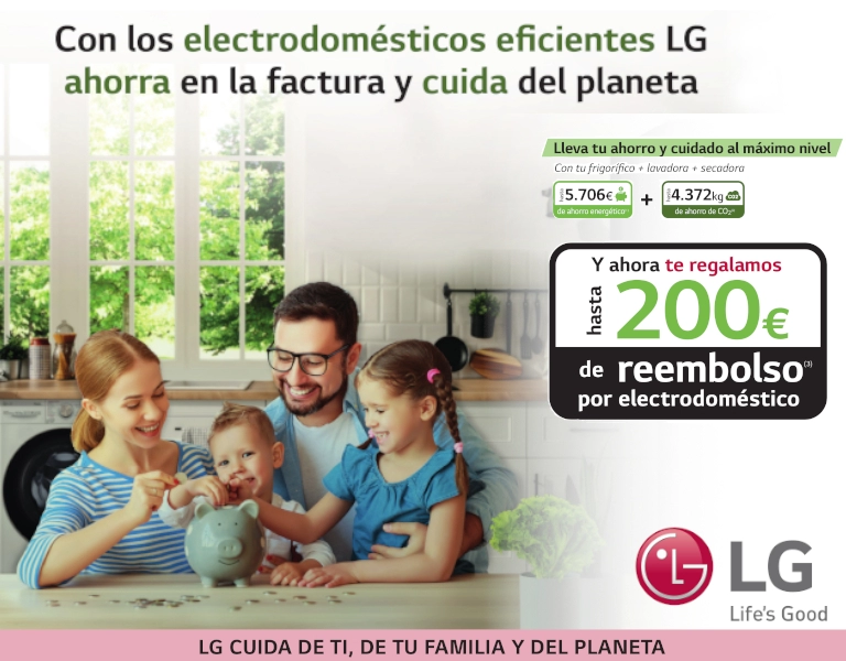 Consigue hasta 200 euros de reembolso por la compra de tu electrodoméstico LG