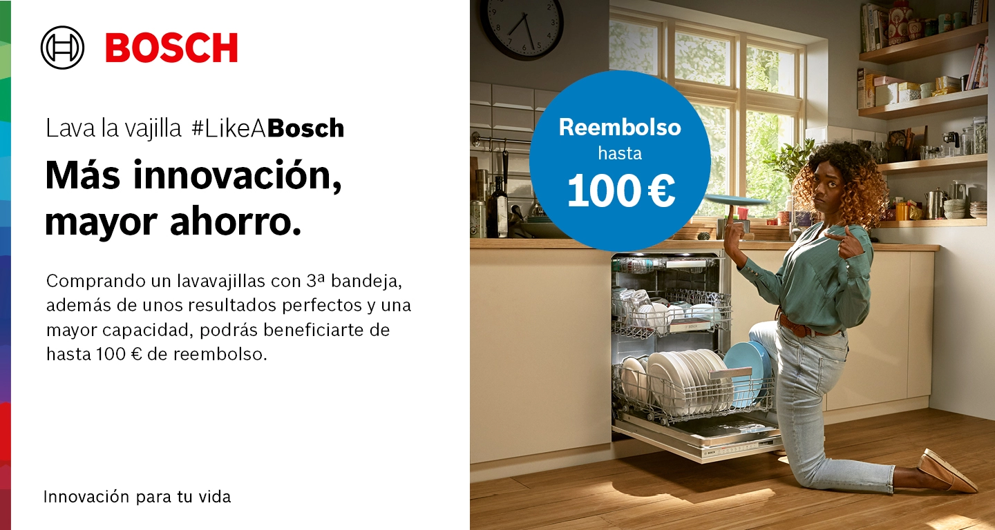 Consigue 100€ de reembolso por la compra de tu lavavajillas de Bosch