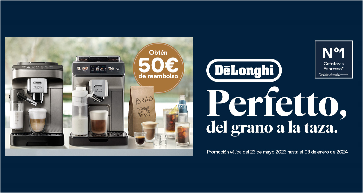 Compra tu cafetera superautomática Delonghi y consigue hasta 50 euros de reembolso