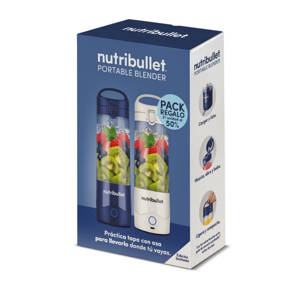 Nutribullet NBP003W + NBP003NBL - Pack 2 Batidoras de vaso individuales